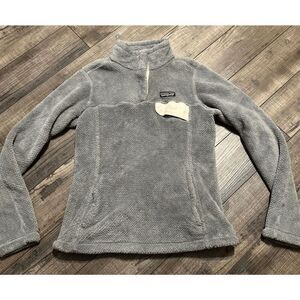 Patagonia Gray Teddy Jacket Plush Fleece Quarter-Zip